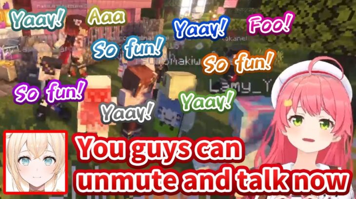 Everyone unmutes their mic at the same time then it goes so chaotic [Hololive/Eng sub]
