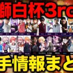 【獅白杯3rd】出場選手プロフィール＆情報まとめ【ホロライブ/切り抜き/獅白ぼたん/ししろん/SF6/ねぽらぼ/Vtuber】